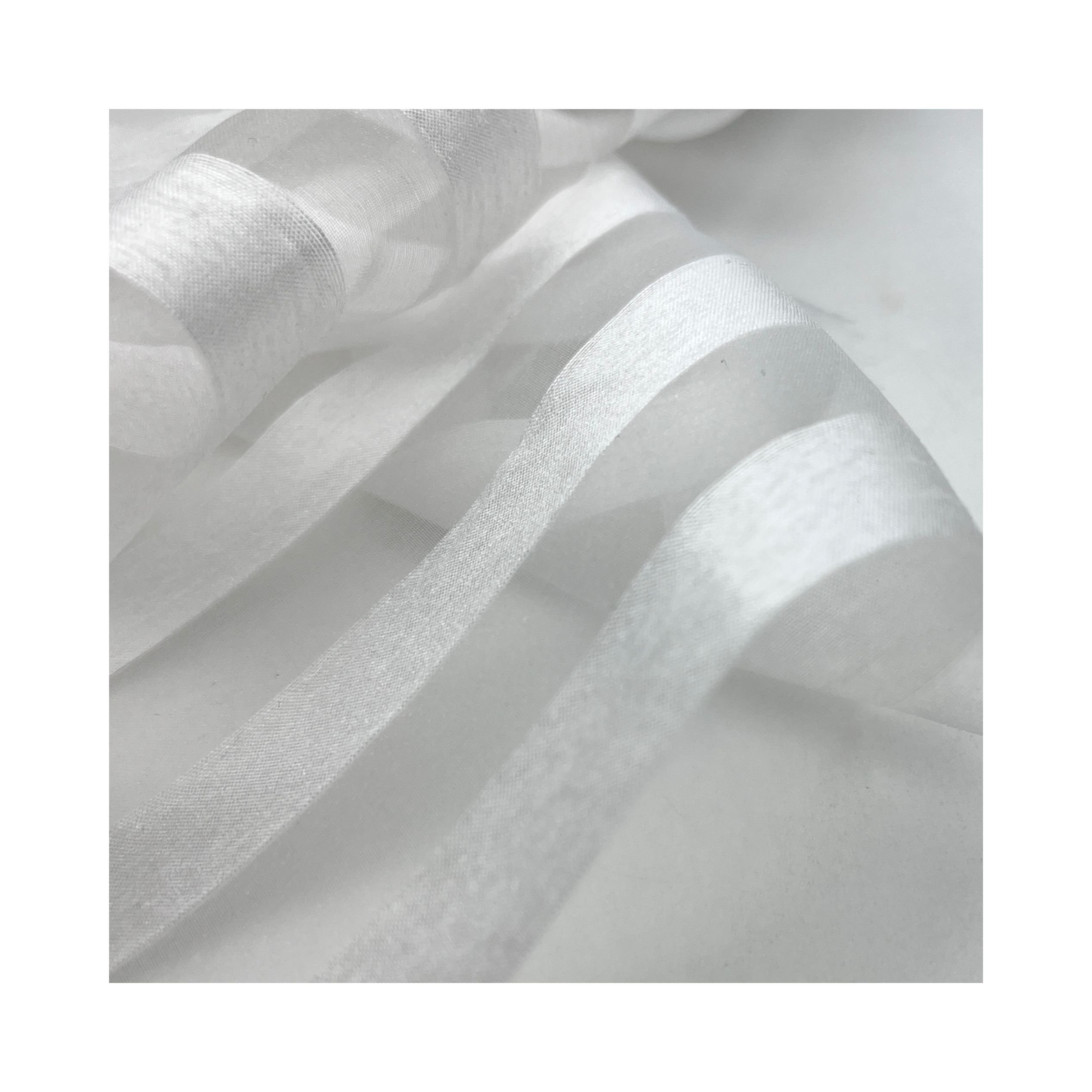 Wholesale cheap strip Organza Cheap Price 100% polyester Voile Organza Sheer Curtain Fabric For Scarf Curtain Pouch