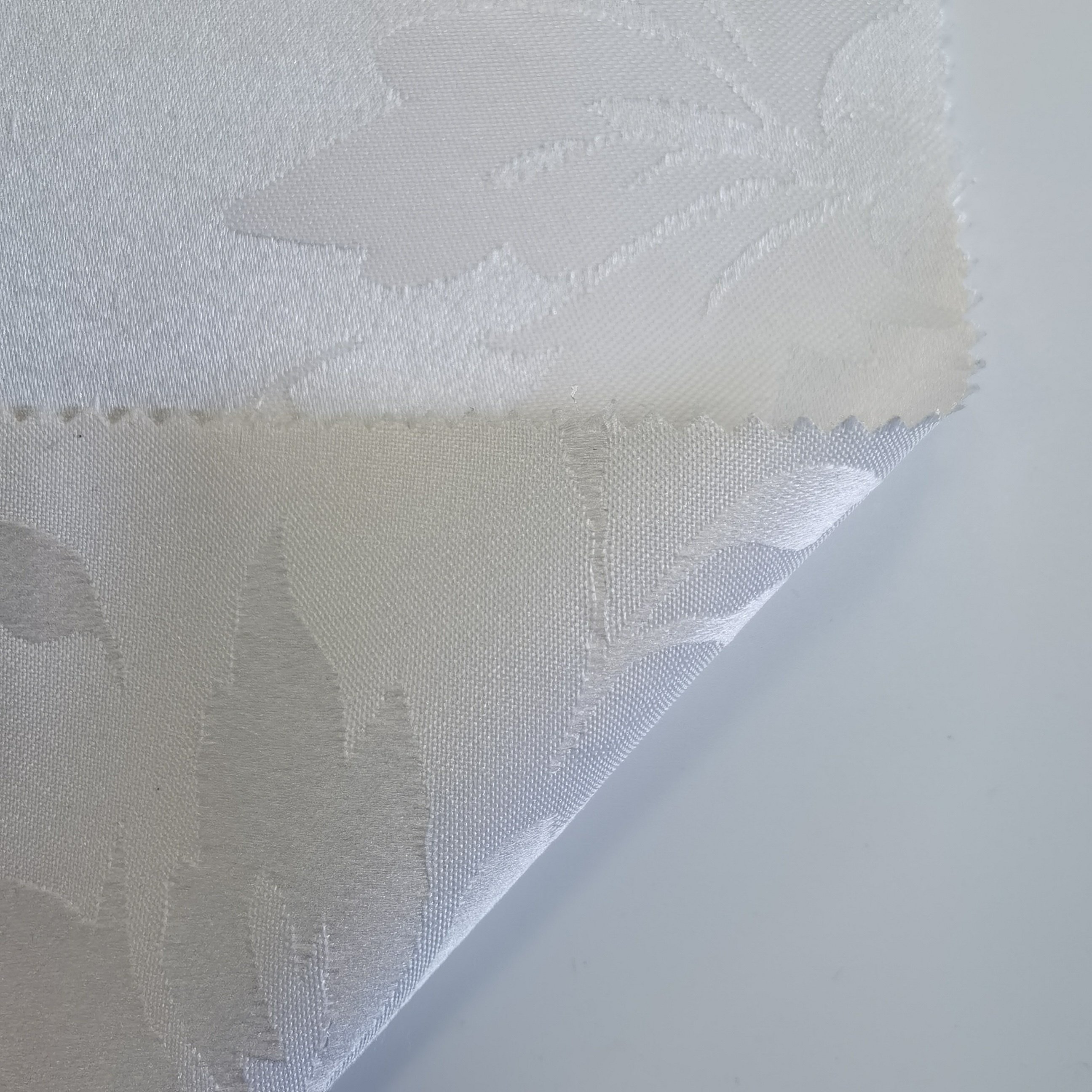 New Design Elegant White Flower Jacquard Polyester Curtain Fabric
