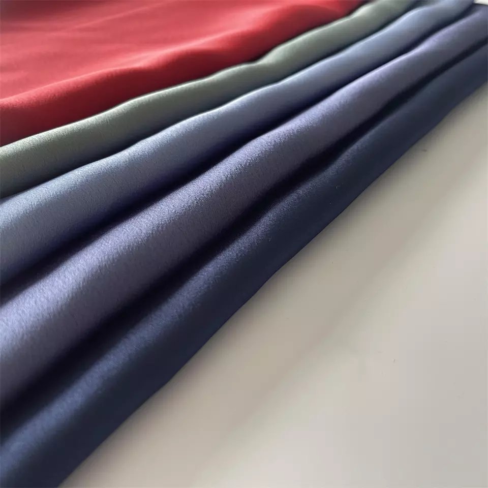 Wholesale new design woven golden crepe luxury satin gold foil 100% polyester fabric for dress