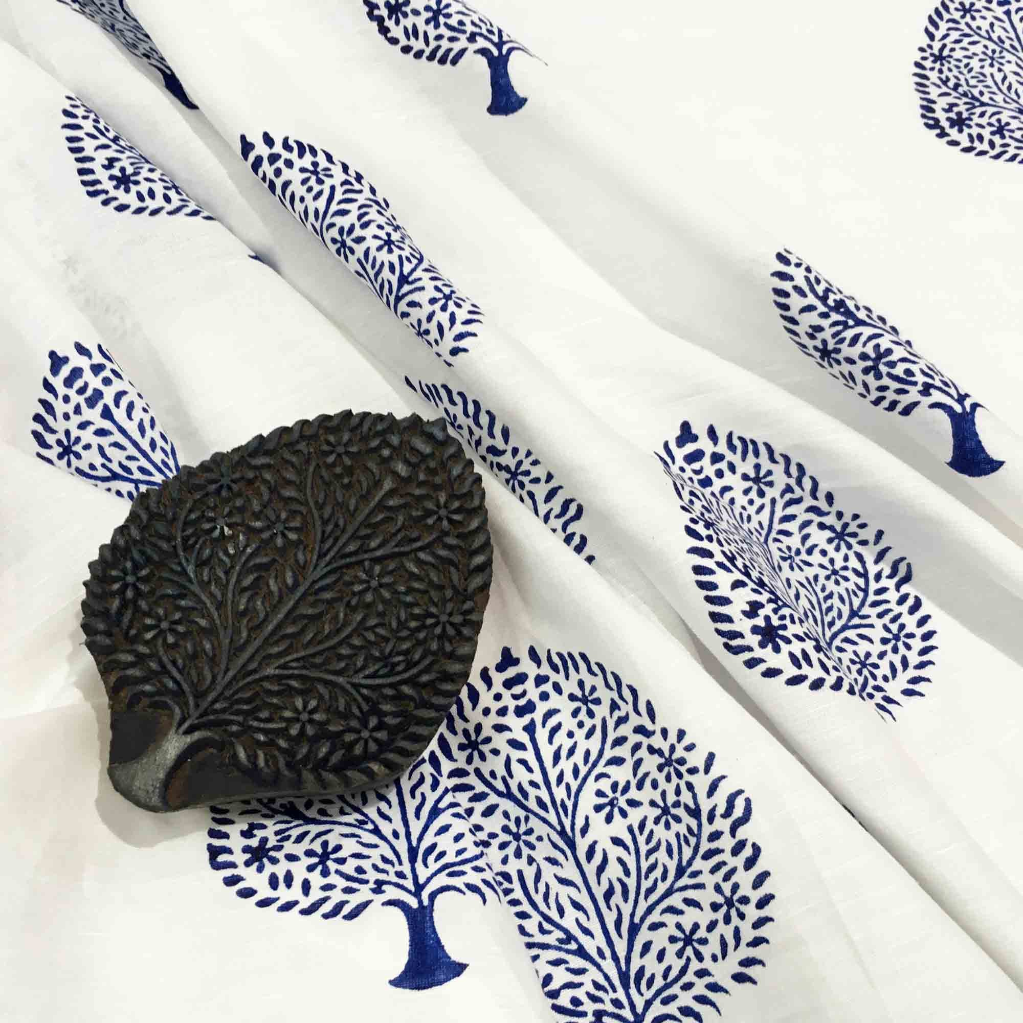 Top Quality Hand Block Printed Floral Design Pattern Linen Fabric available in Different Beautiful Colors for Apparel Clothing
