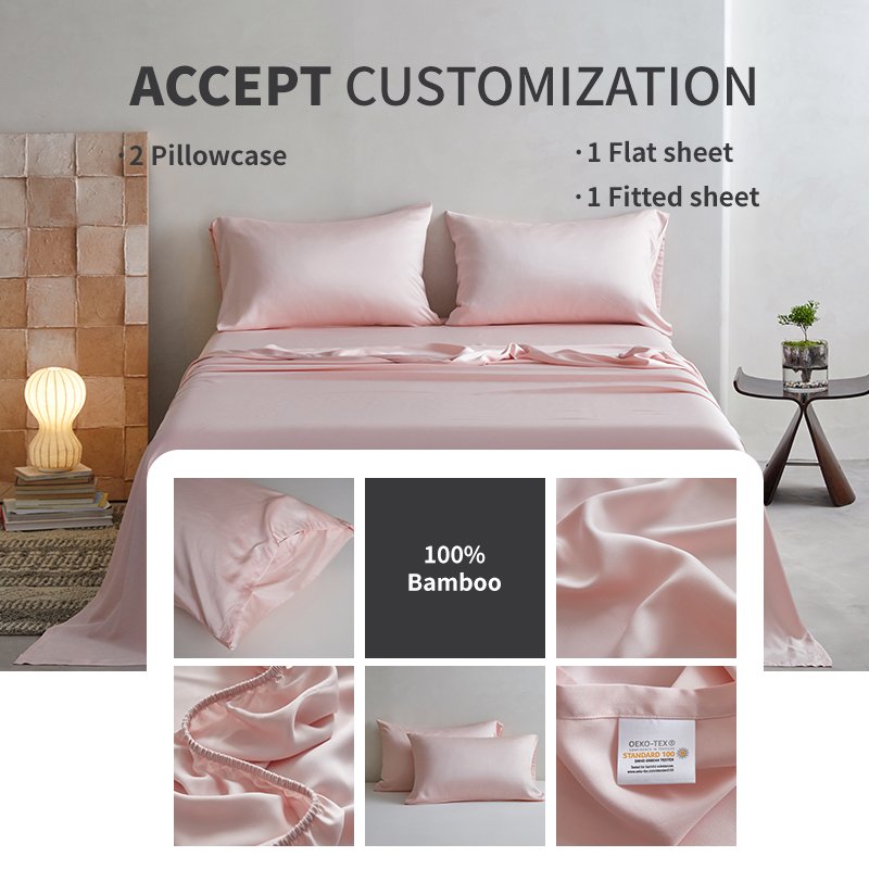 home bamboo bed sheets 300TC eco-friendly bamboo viscose bamboo bed sheets customized queen size for bedroom with OEKO and BSCI