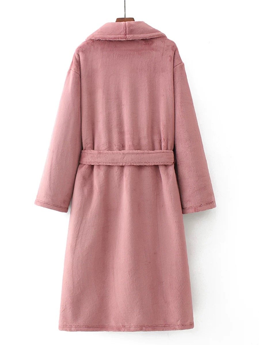 Fashion Thick Customized Quality Flannel Velvet Hoodie Soft Hand-feel Warm Fiber Pink Long Pajamas Robe Sleepwear Sleep Romper