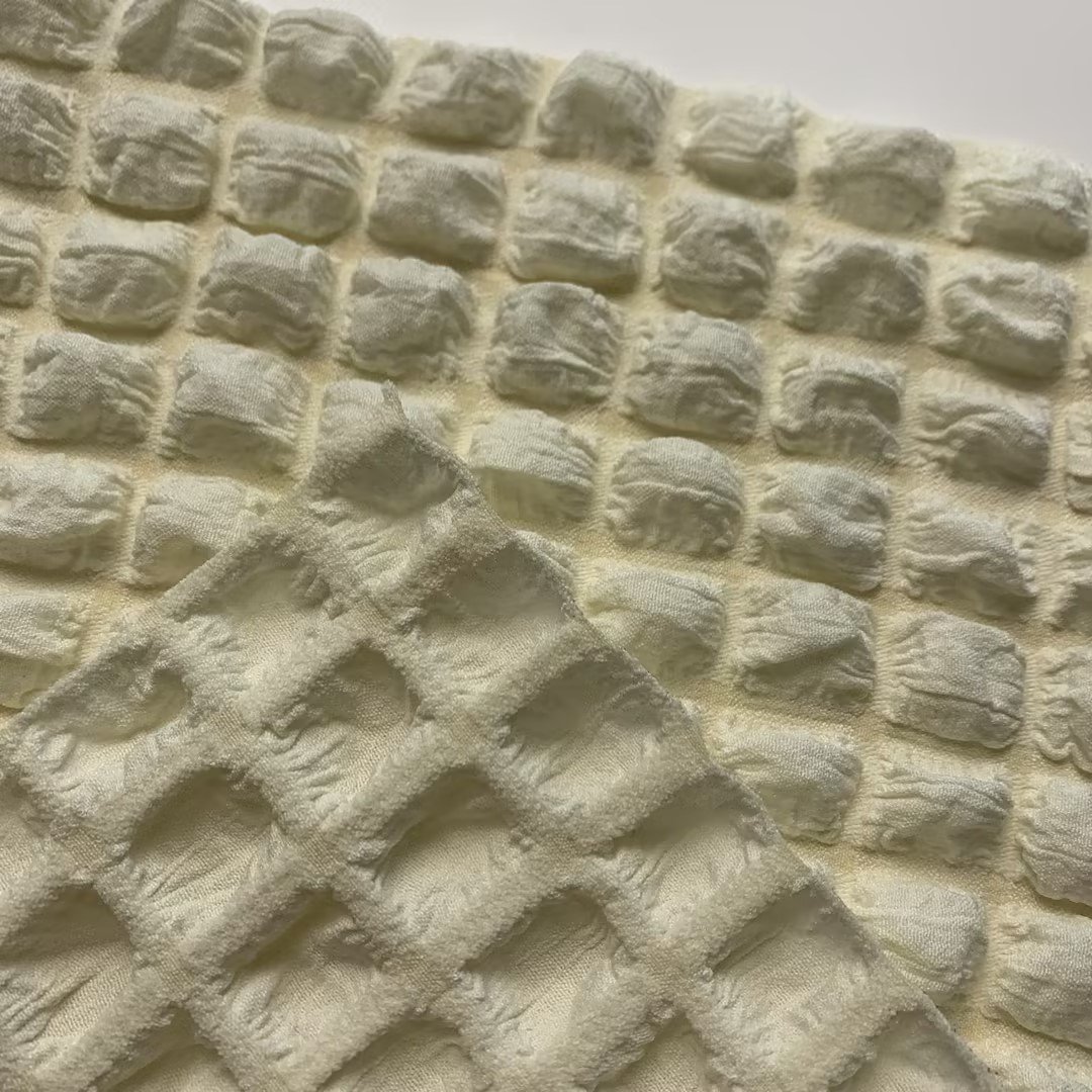 New Factory Sales Bubble Check 100%POLYESTER Direct Waffle linen fabric for clothing