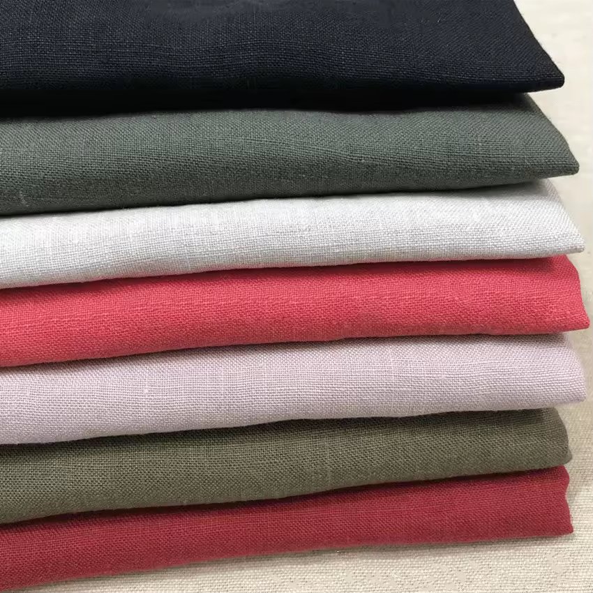 Textiles OEKO-TEX Stock Soft Suit Plain Dyed Thin Stonewashed Garment Cloth Pure 100% Linen Fabric For Pants Dress Clothing