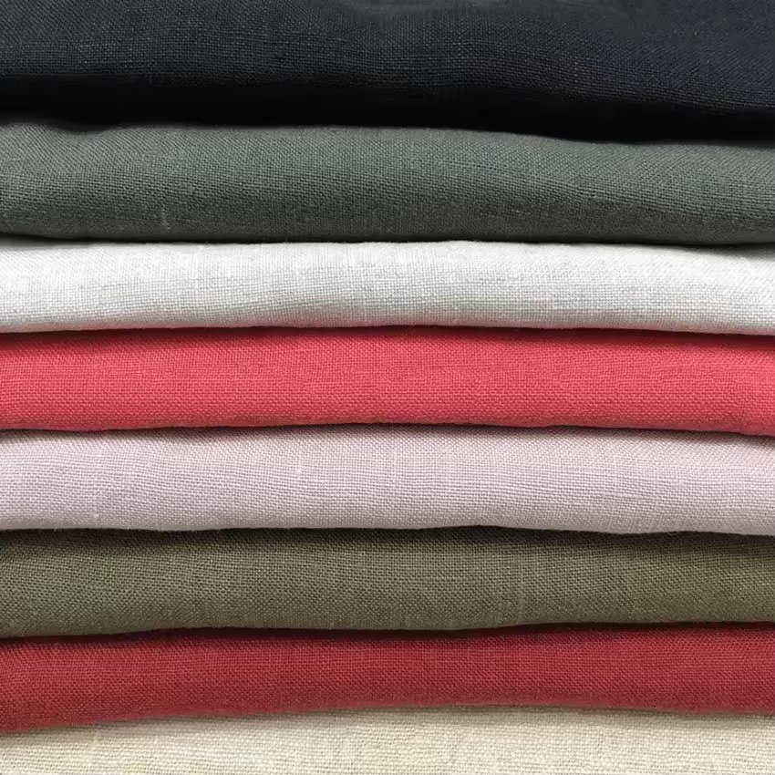 Textiles OEKO-TEX Stock Soft Suit Plain Dyed Thin Stonewashed Garment Cloth Pure 100% Linen Fabric For Pants Dress Clothing