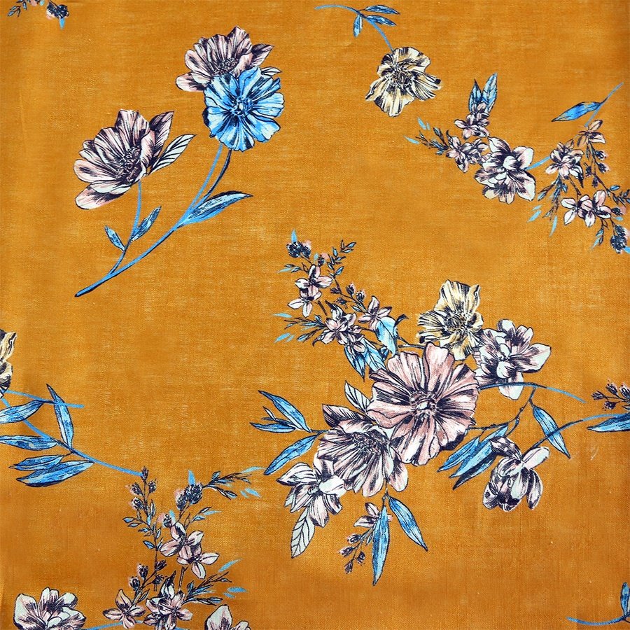 100%linen custom Digital printed floral design on fabric