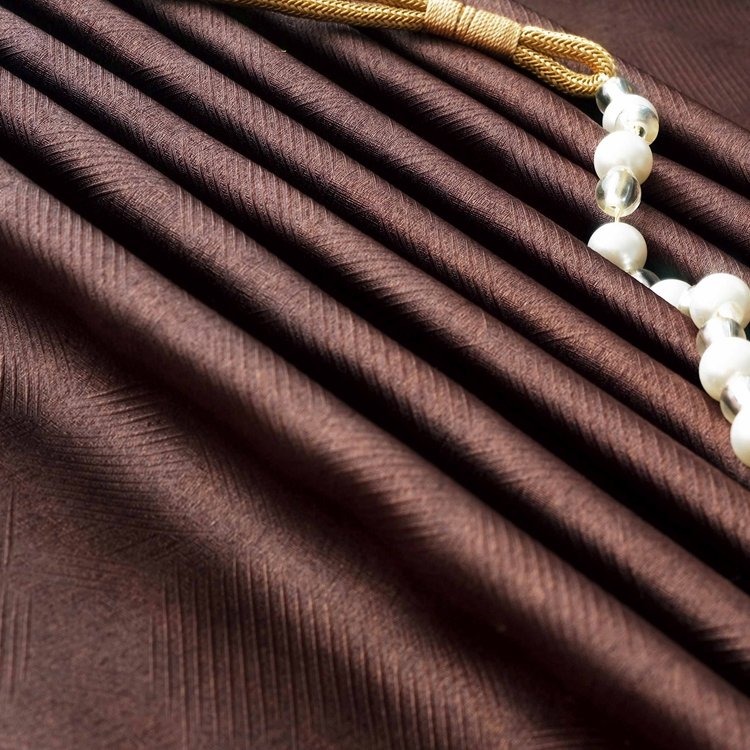 Factory Supply Latest Linen Style Embossed Design Solid Blackout Hotel Curtain Fabric