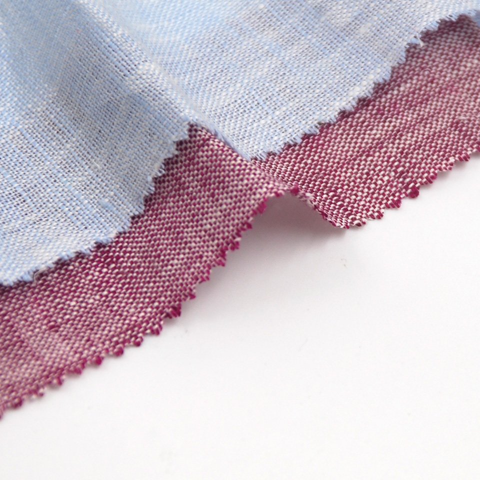 Hot selling hemp two-tone chambray style colorful cotton soft yarn dyed slub linen shirting fabric