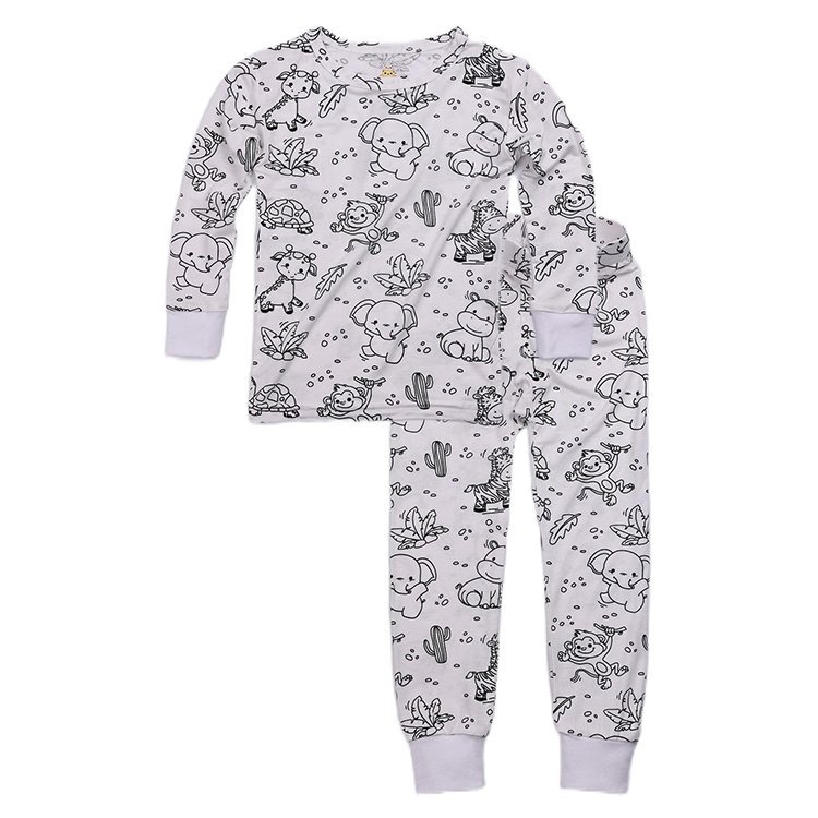 Custom DIY Coloring Children Pajama Sleepwear Set Bamnoo Pijama 3T-8T Craft Kit With Fabric Markers Kids Pajamas
