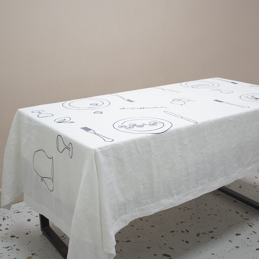 wholesale linen hemstitch custom printed embroidered pattern church pre ashed stone washed linen table clothes