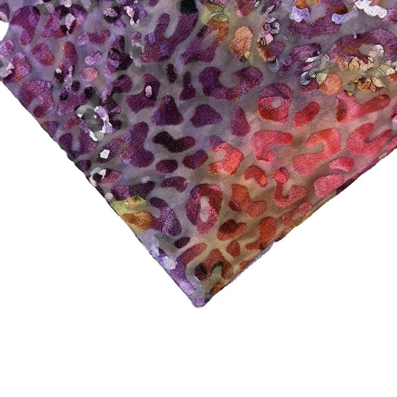 2023 new design floral printed 4 way stretch leopard burnout velvet fabric for dress and garment