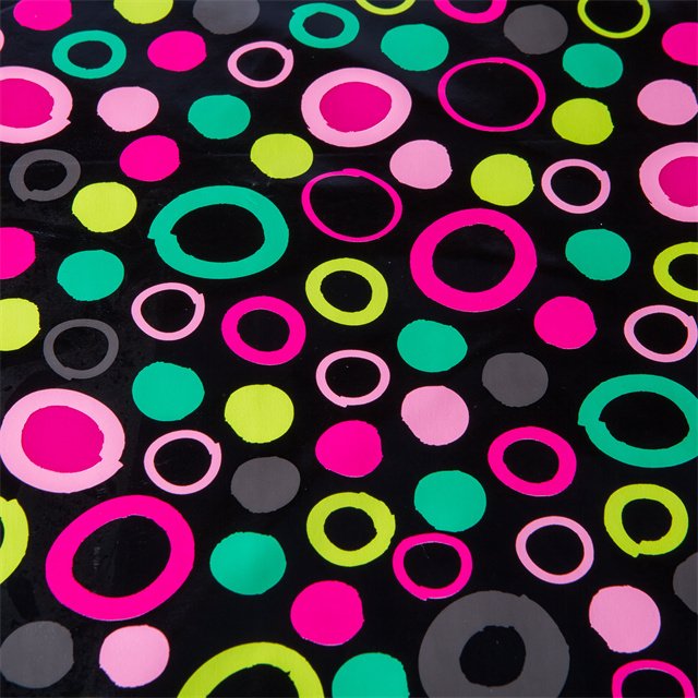 Custom printed PU Garment leather fabric for raincoat material synthetic leather 100% polyester fabric
