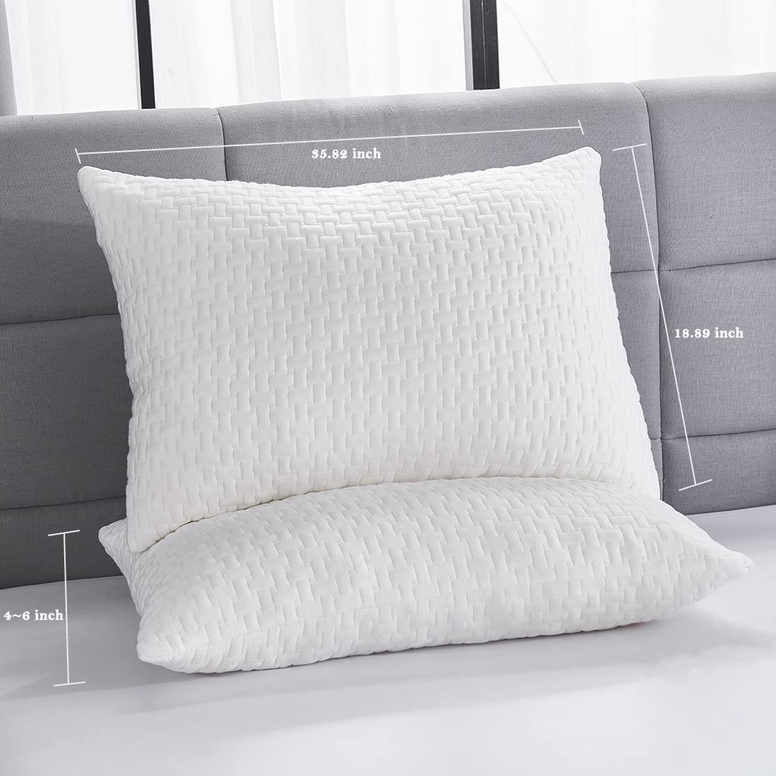 Luxury Extra Comfy Cool Shredded Memory Foam 2 Pack Bamboo Pillow