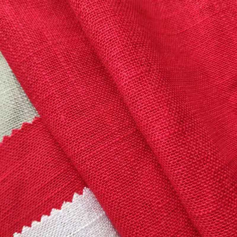 Esse 2019 new design woven 307gsm 70% linen 30%rayon blend shirt clothing fabric for spring and summer garment