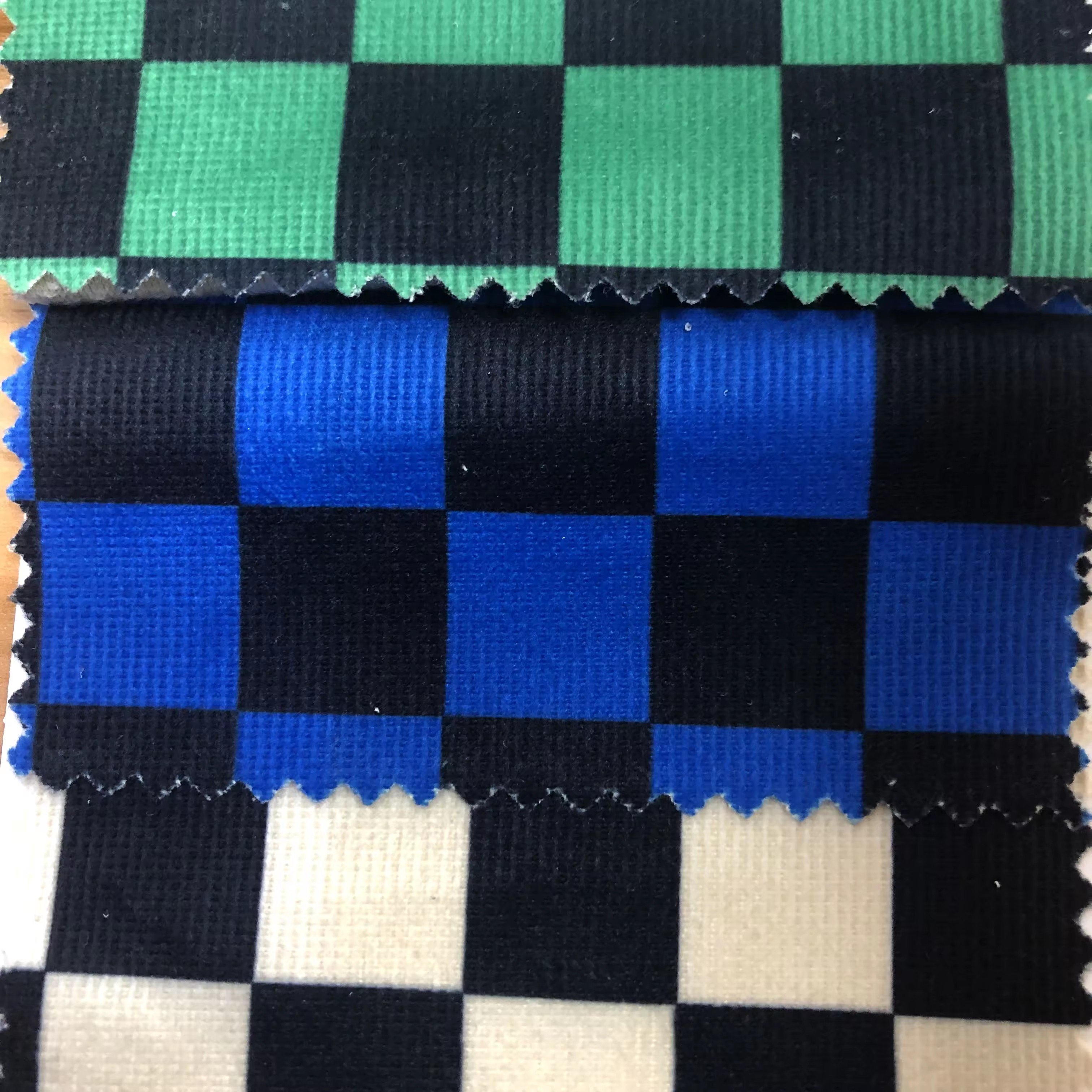 High Quality Printed Corduroy Fabric 100%Polyester Fabric Checkerboard Print For Shirt