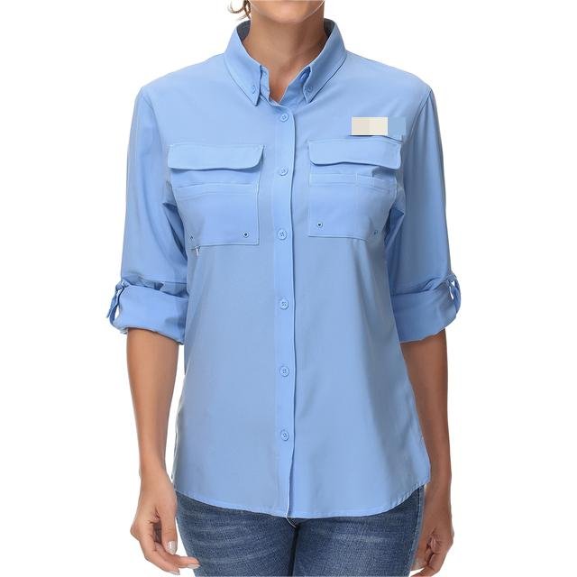 Women's UPF 50 Button Down Fishing Shirt Performance Quick Dry Summer Outdoors Clothing OEM