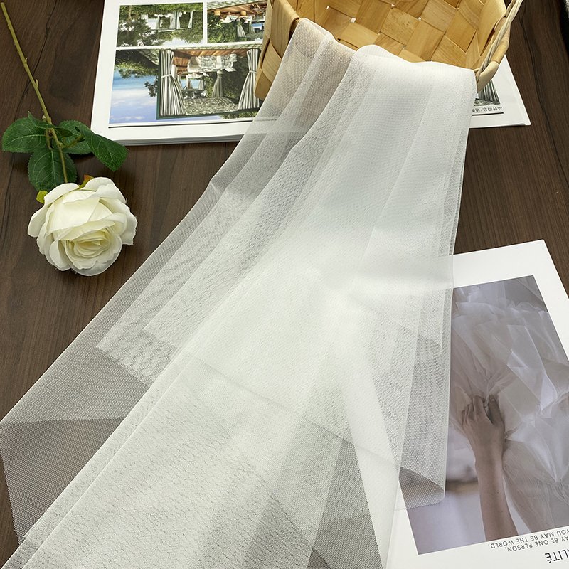 White in stock 63 " Tulle mesh fabric clothing Thick Hexagon air mesh fabric polyester Used for Girl's Garments
