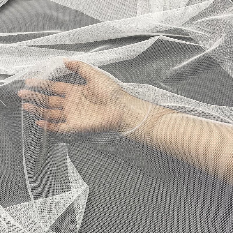 White in stock 63 " Tulle mesh fabric clothing Thick Hexagon air mesh fabric polyester Used for Girl's Garments