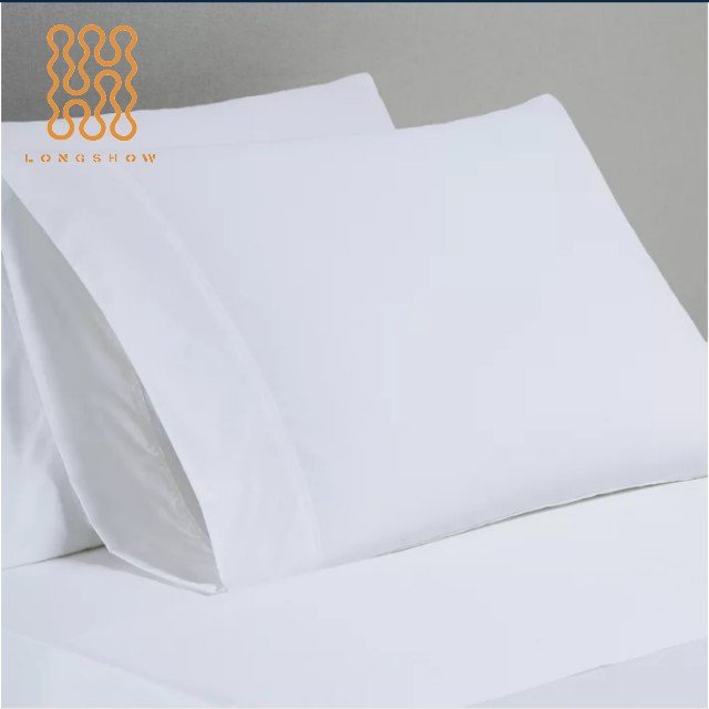 OEM Wholesale 100% cotton fabric custom Hotel bed linen white pillowcase in bulk queen size