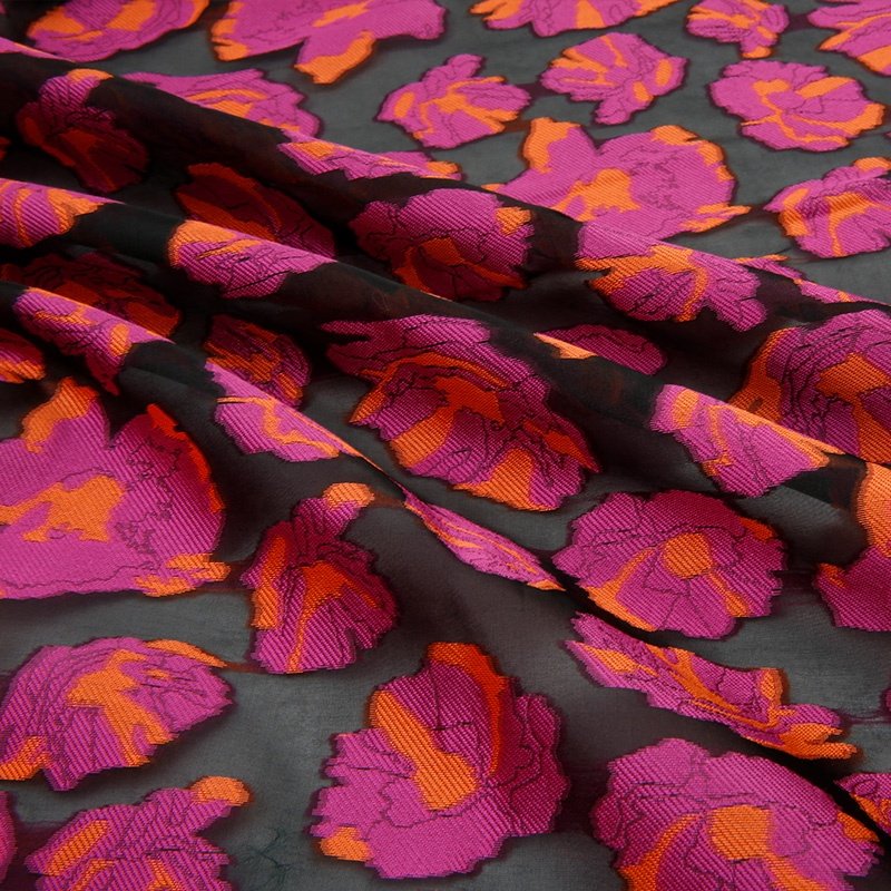 KEER Factory Custom Wholesale High Quality Custom Design 100% Polyester Woven Jacquard Organza FabriC