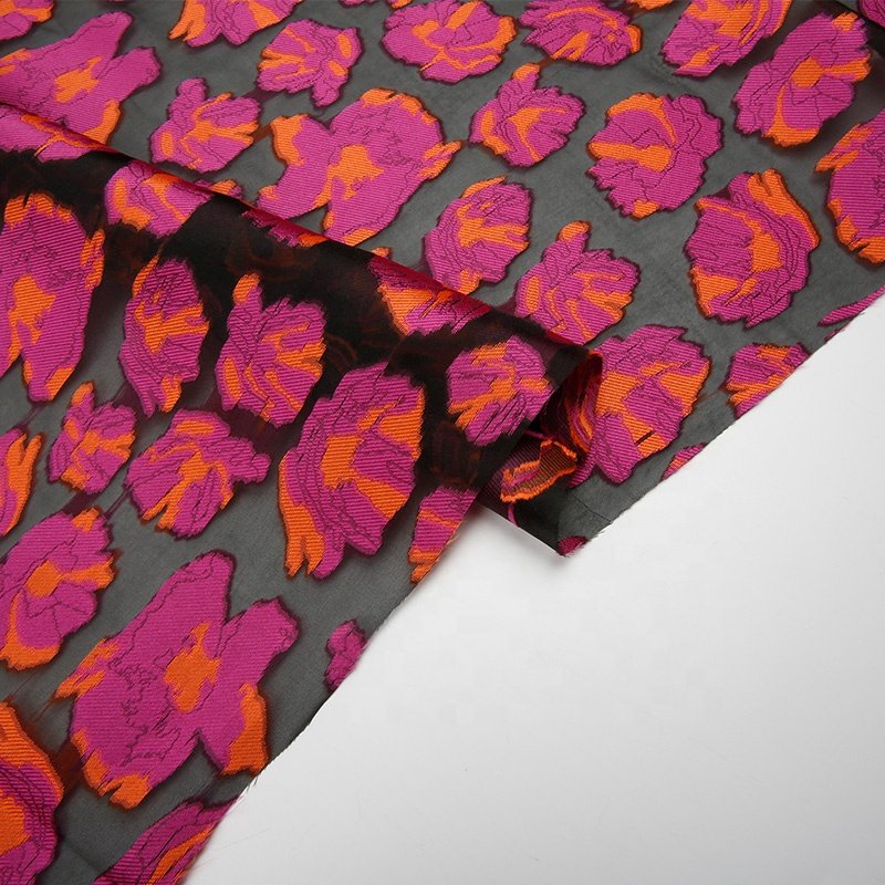KEER Factory Custom Wholesale High Quality Custom Design 100% Polyester Woven Jacquard Organza FabriC
