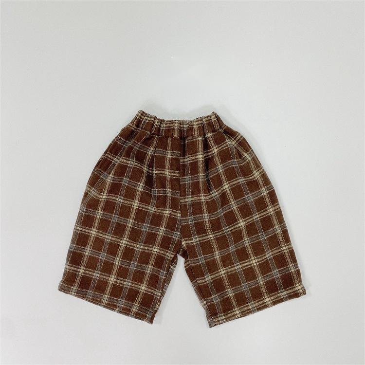 Hot Sale 100% Cotton Boy Cotton Pants Baby Boy Plaid Pants