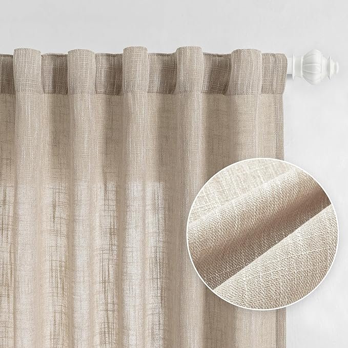 Curtains for Kitchen Windows Linen Look Textured Fabric Soft Touch Light Filtering