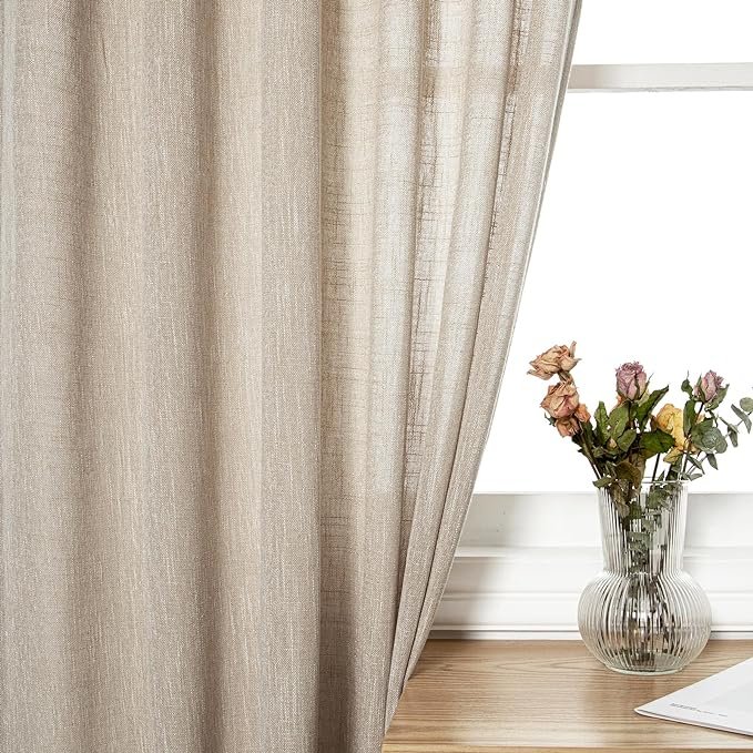 Curtains for Kitchen Windows Linen Look Textured Fabric Soft Touch Light Filtering