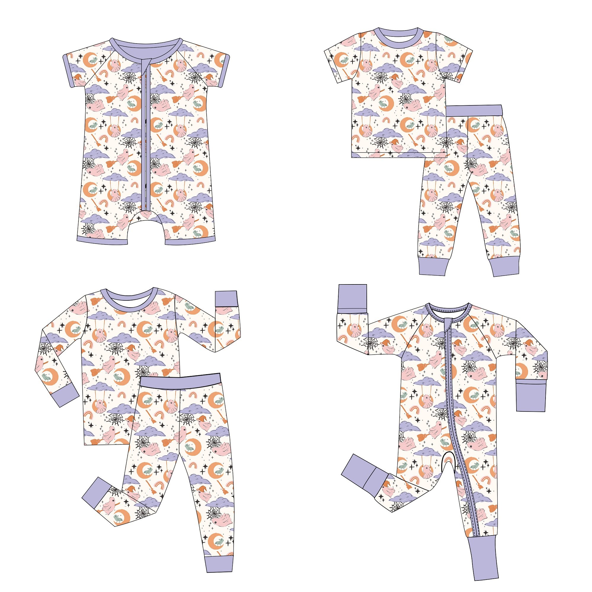 Custom Print Bamboo Fabric Newborn Baby Infant Zipper Clothes Onesie Rompers Bamboo Viscose Toddler Pajamas Sleeper Clothes