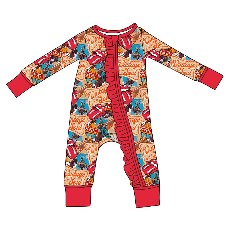 Custom OEM Bamboo Baby Romper Halloween Print Children's Short Sleeved Zipper Jumpsuits Pajamas