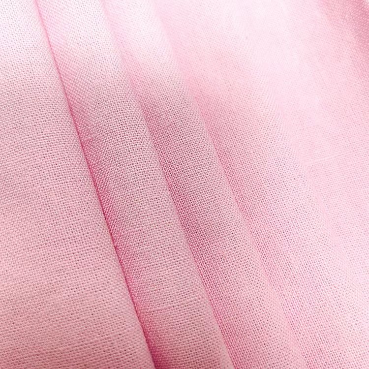 Stock lot breathable linen cotton polyester blended fabric 11S linen durable flat fabric for women clothing