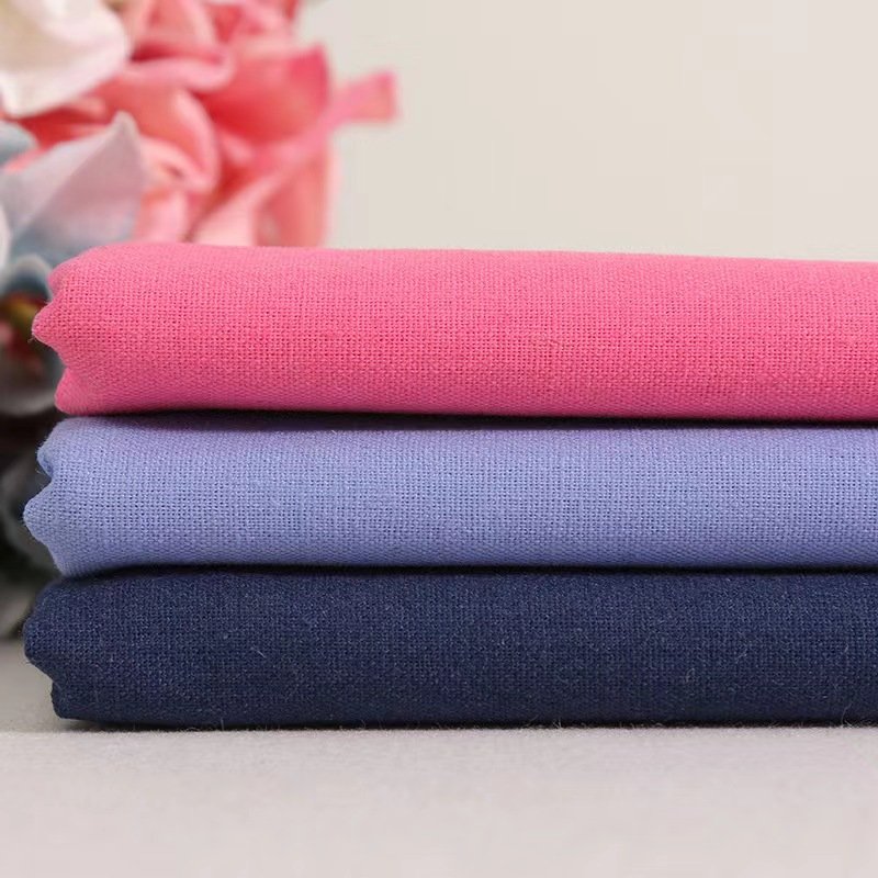 Stock lot breathable linen cotton polyester blended fabric 11S linen durable flat fabric for women clothing