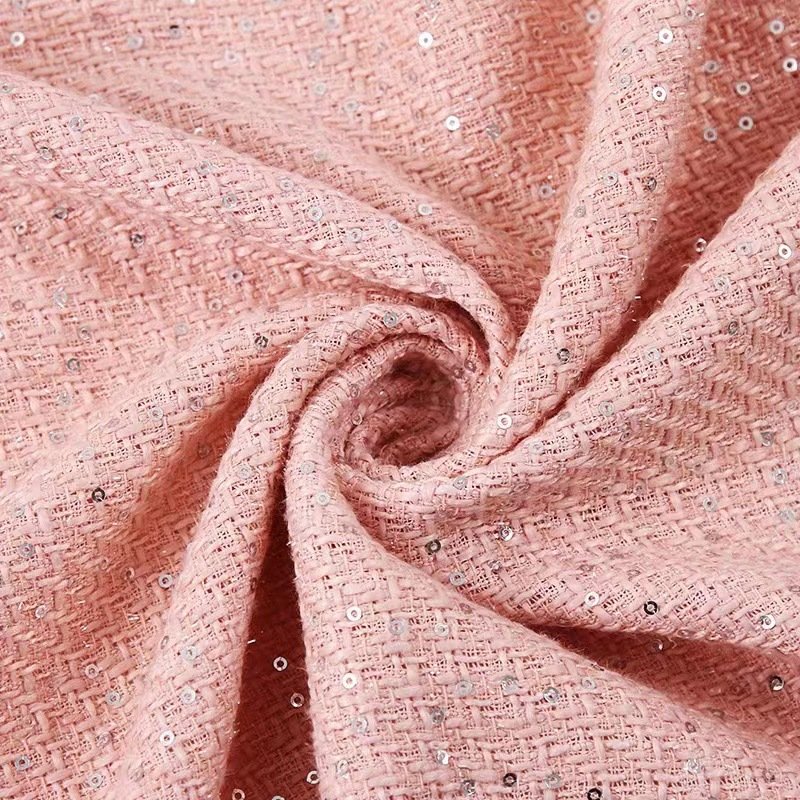 China fabrics manufacturers tweed boucle plaid style tweed 100% polyester nitrile tweed fabric