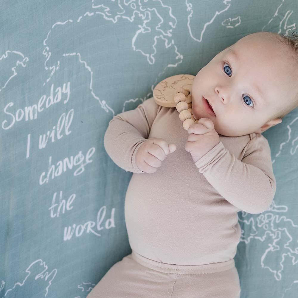 OEKO-TEX100 Blue Themed 3Pc Baby Girl Nursing Bedding 100% Organic Cotton Bamboo Crib Bedding Set