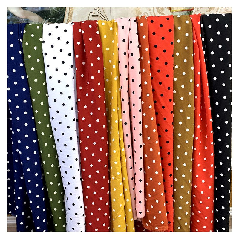 Wholesale Custom Polyester Printed Polka Dot Chiffon Fabric for Clothing/Dress