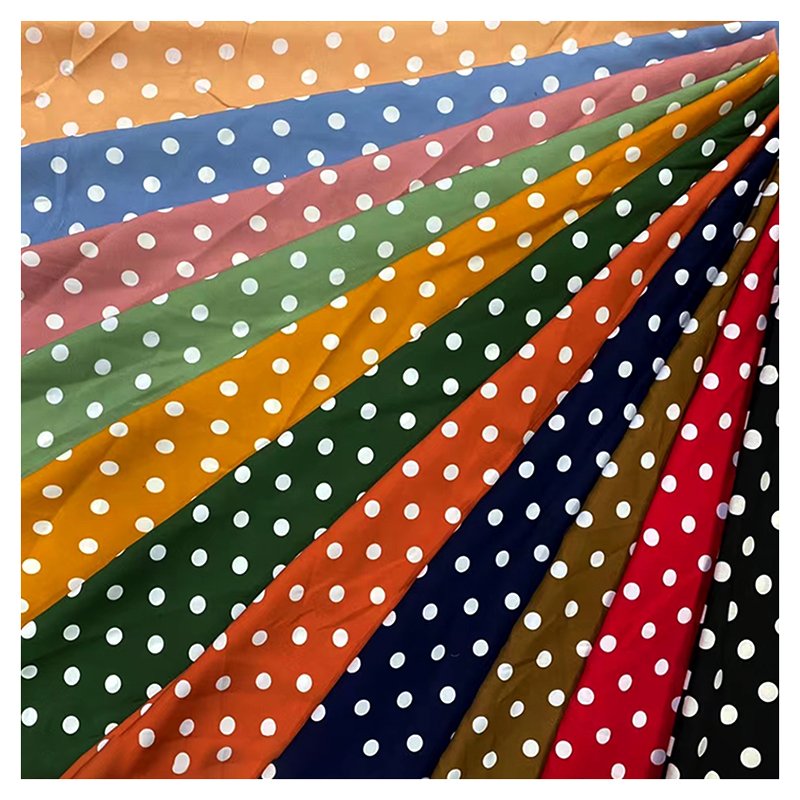 Wholesale Custom Polyester Printed Polka Dot Chiffon Fabric for Clothing/Dress
