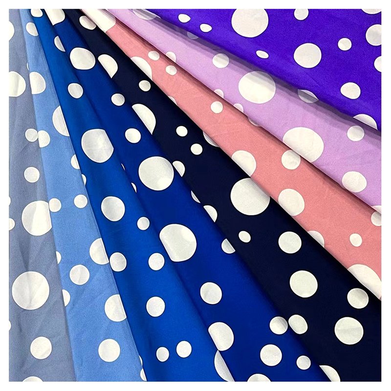 Wholesale Custom Polyester Printed Polka Dot Chiffon Fabric for Clothing/Dress