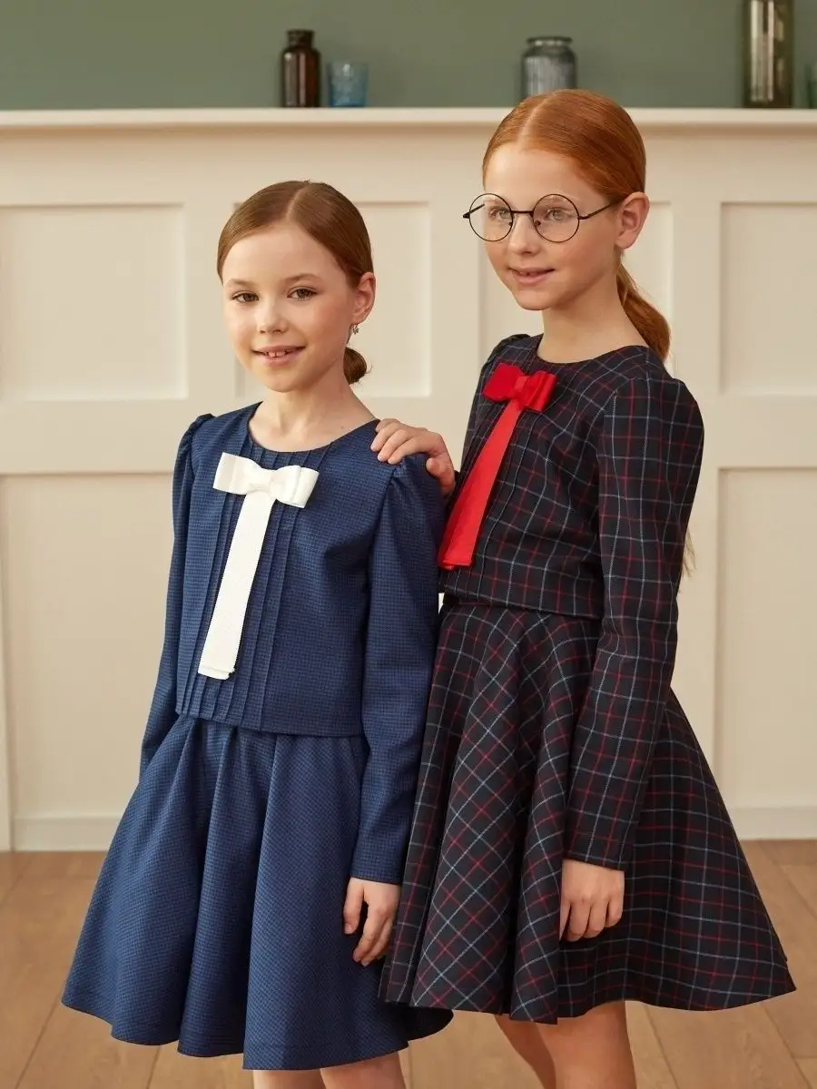 High Quality Wholesale Customized Retro Student School Uniform Pullover Bow Dress Girls Ruffled For Girl Teen