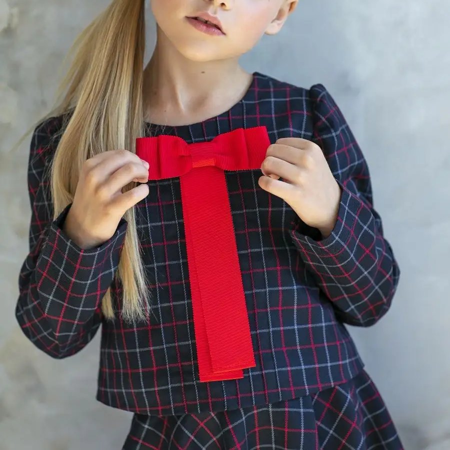 High Quality Wholesale Customized Retro Student School Uniform Pullover Bow Dress Girls Ruffled For Girl Teen