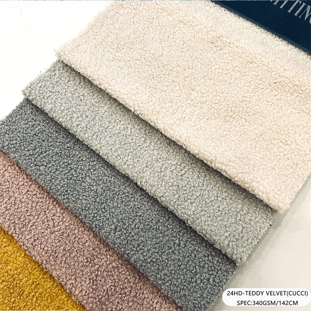 Heavyweight Lamb Wool Look Boucle Fabric For Home Textile Beige Teddy Boucle Upholstery For Sofas Flame Retardant