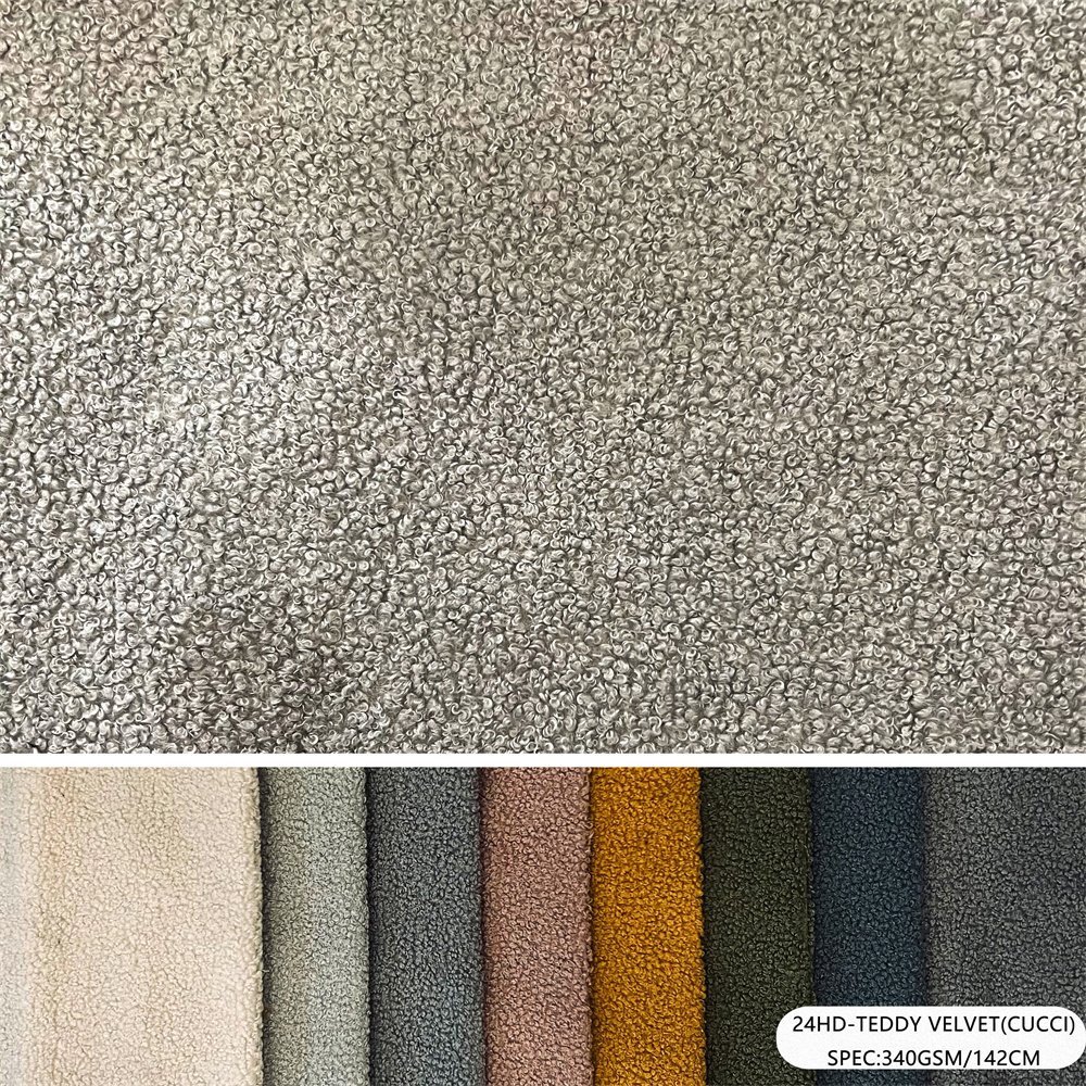 Heavyweight Lamb Wool Look Boucle Fabric For Home Textile Beige Teddy Boucle Upholstery For Sofas Flame Retardant