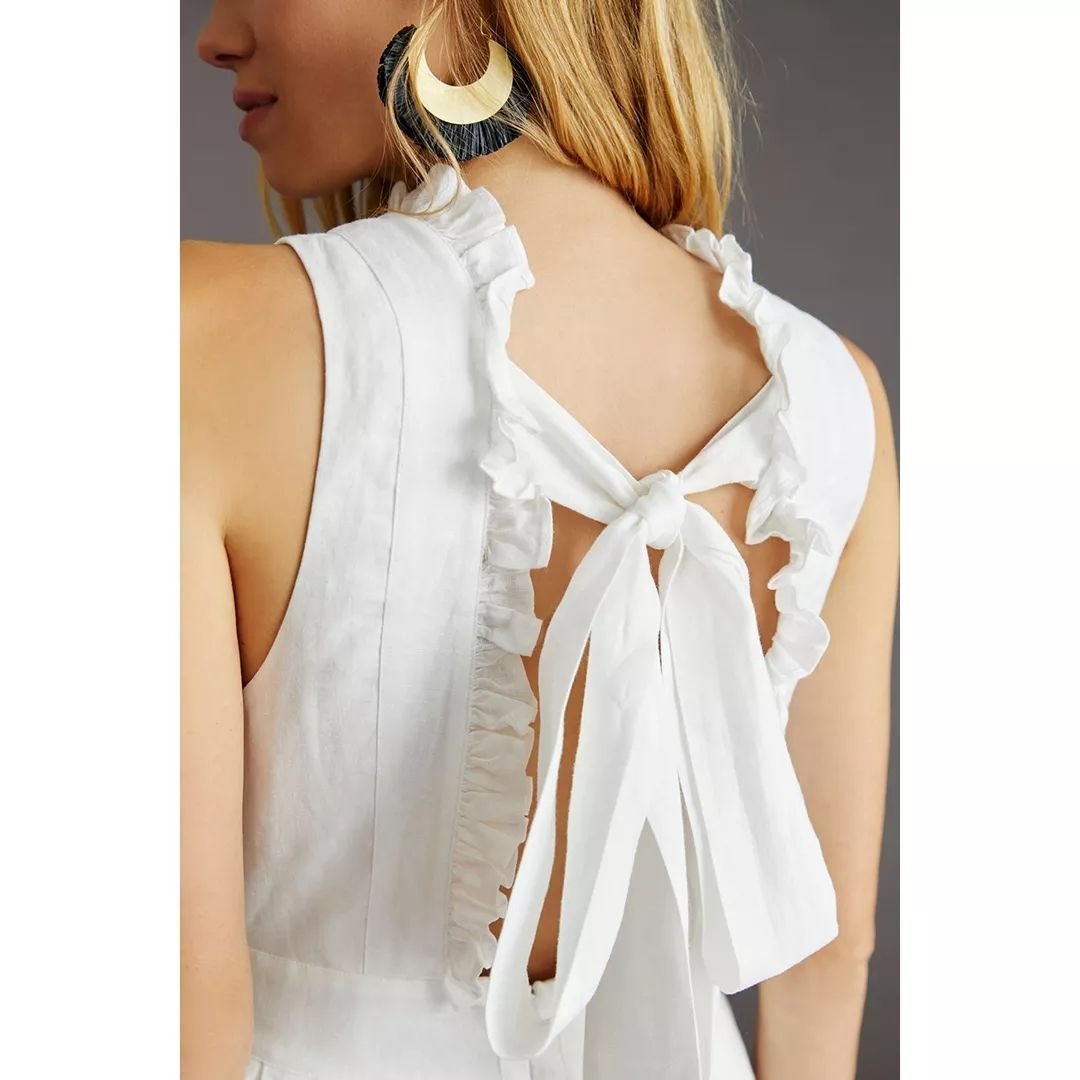 Summer 100% linen fabric Sleeveless Ruffle V Neck Maxi Lady Elegant Dress and women's Button Casual Long dress
