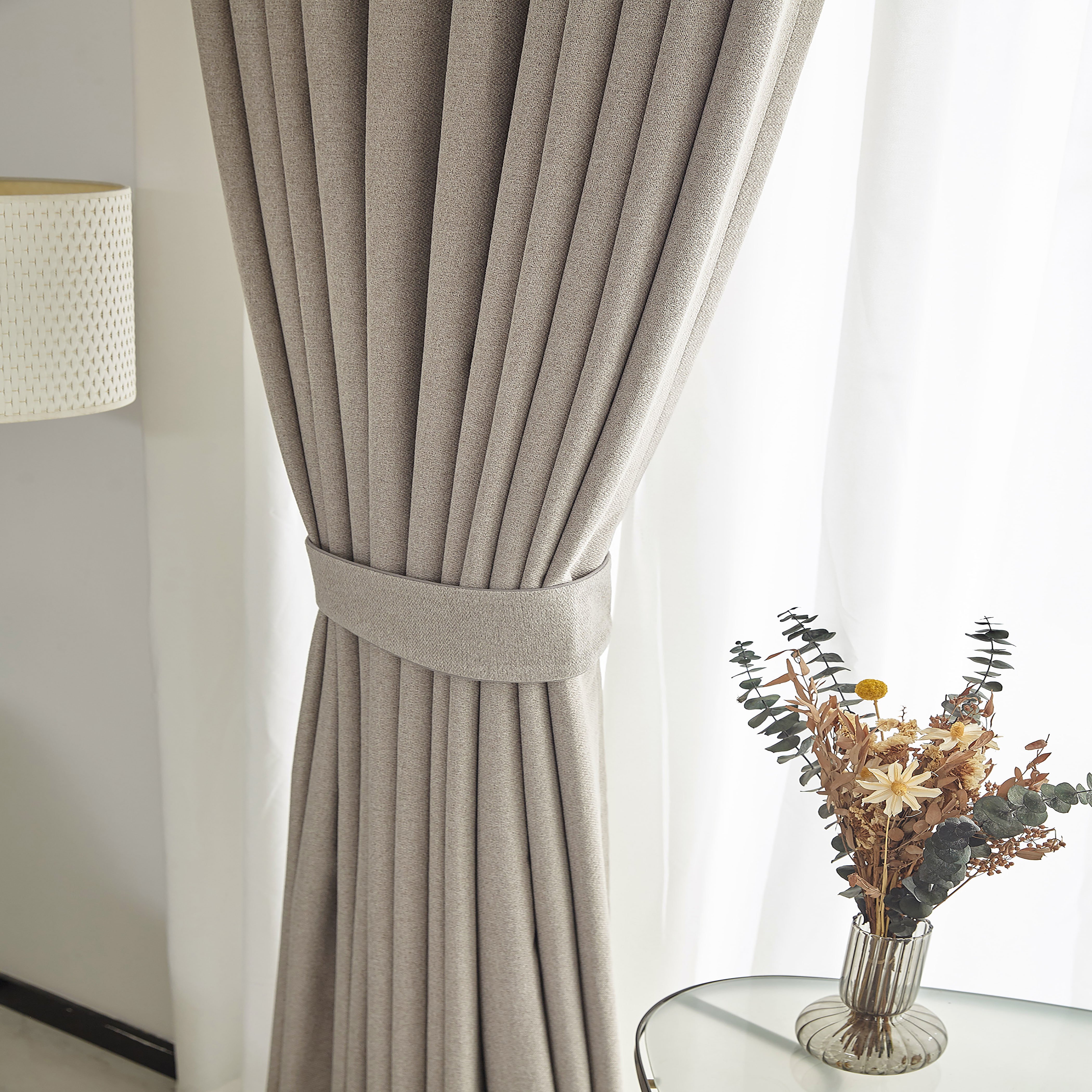 New Chinese living room herringhead linen fabric curtain for the whole house custom solid color modern simple 2024 100% blackout
