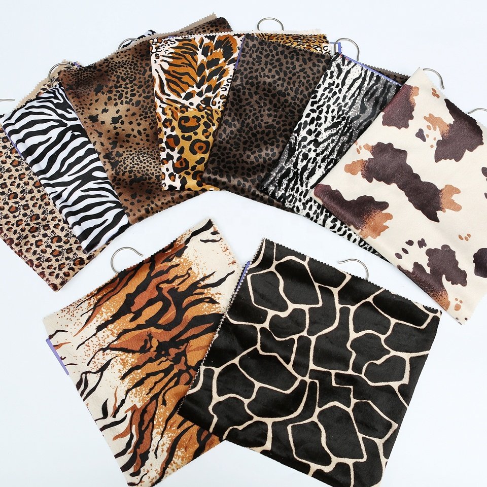 100% polyester animal printed plush velvet fabrics zebra pattern upholstery velour fabrics for sofa and garment