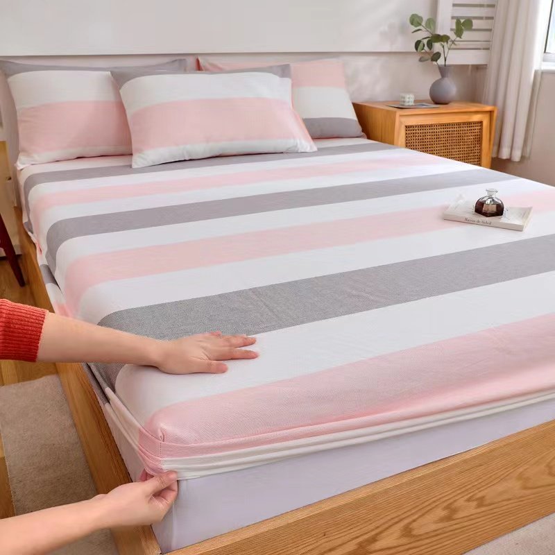 100% Cotton Fabric Fitted Bedding Set Breathable Customized Pattern Woven Therapy for Home Hotel