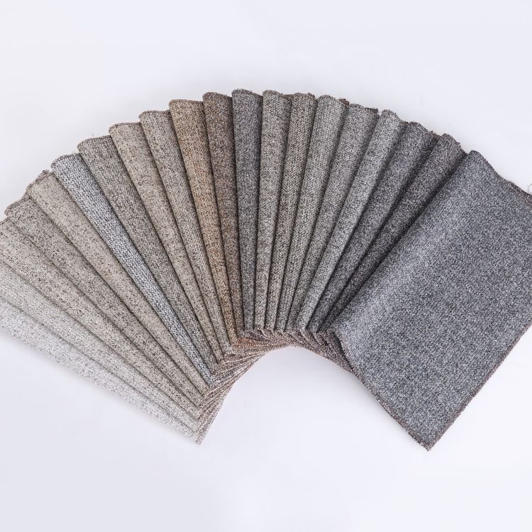 Run&Fun 100% Polyester Sofa Fabric Yarn Dyed Linen Looking Plain Weaved Boucle Fabrics