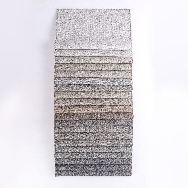 Run&Fun 100% Polyester Sofa Fabric Yarn Dyed Linen Looking Plain Weaved Boucle Fabrics