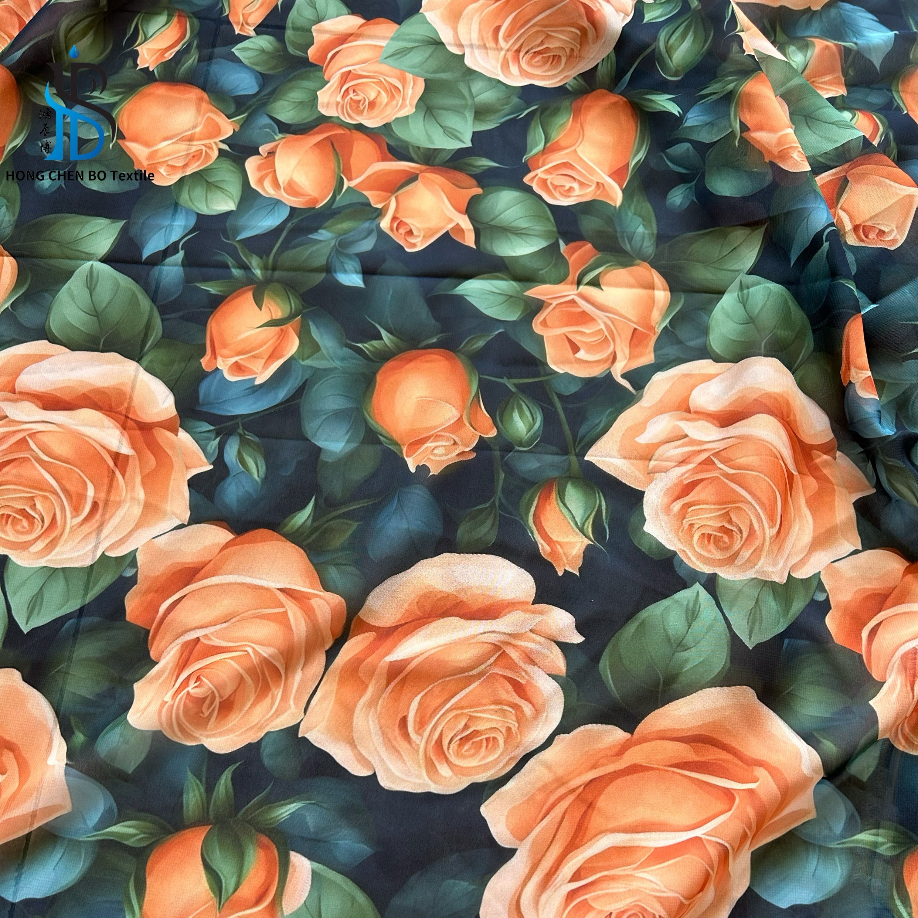 Wholesale 100%polyester flower print chiffon fabric