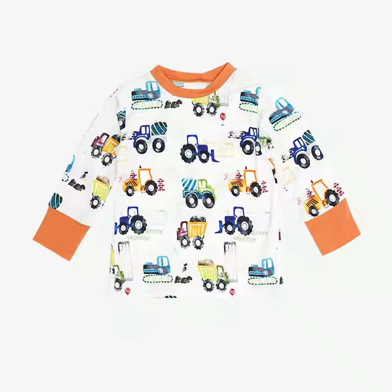Custom Printed Color Wholesale Kid Clothes Sleepwear Organic Bamboo Cotton Long Sleeve Kids Pajamas Children Clothes Set