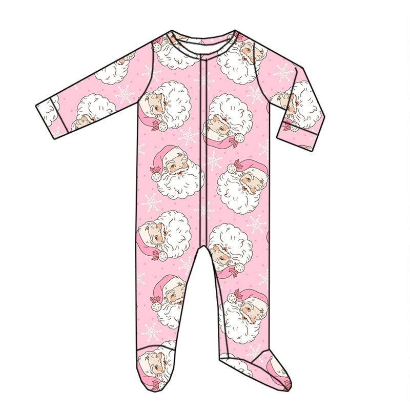 Newly arrived custom newborn long sleeve pants jumpsuit Western style floral Christmas holiday print children's pajamas
